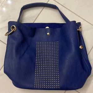 Embellished cute blue tote with inner bag